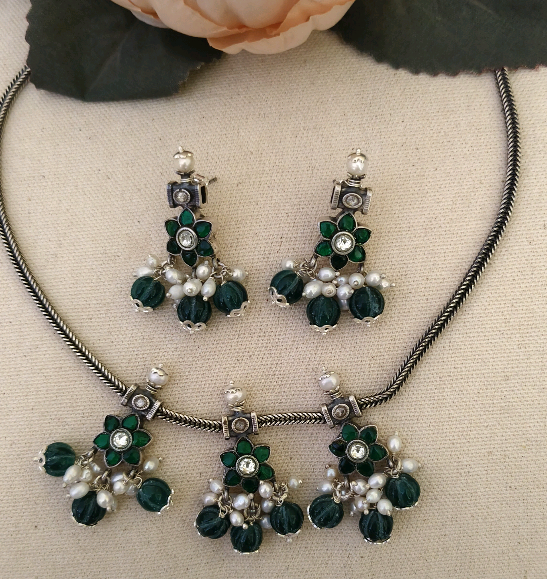 Green Kundan Necklace Set